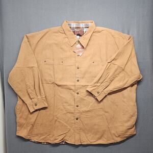 Cotton Works Men Shirt Shacket 4X Tan Snap Pockets Lightweight Flannel Lined NEW
